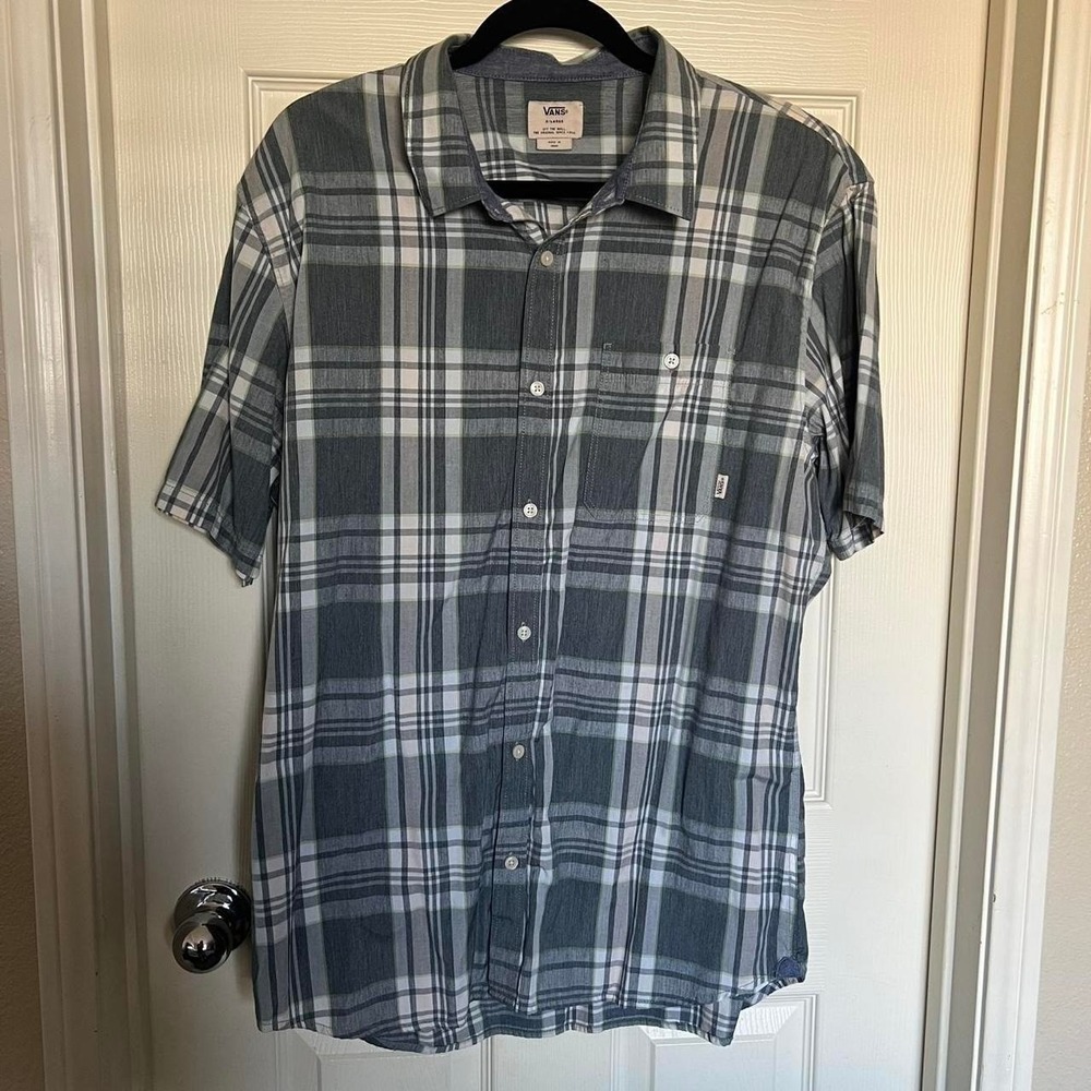 Vans grey plaid button up shirt Size XL